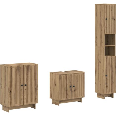 Maison Exclusive - Set di armadietti da bagno in 3 pezzi EDE Rovere Artigianale (1/5)