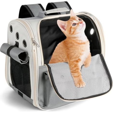 (grigio) Borsa trasportino pieghevole e traspirante per cani/gatti, con rete traspirante e portata massima di 7,2 kg (16 libbre). (1/4)