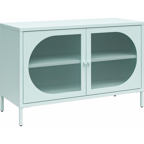 Luna Vitrine avec 2 portes vitrées en métal bleu clair (1/5)