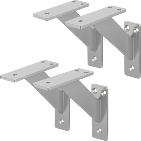 ML-Design 4 Stück Regalhalterung 120x120 mm, Silber, Aluminium, Schwebende Regalhalterungen, Regalwinkel, Wandhalterung für Regalbrett, Regalträger für Wandmontage, Wandregal Wandkonsole Regalstütze