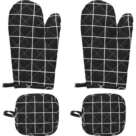 1 par de guantes de horno, guantes de horno resistentes al calor, guantes de cocina con forro aislante, aptos para barbacoa, cocina (1/5)