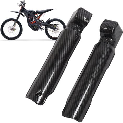 Motorradmodifikation: Zweiteilige Stoßdämpferabdeckung aus strukturierter Kohlefaser für SurRon Light Bee X/S (1/5)