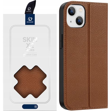 Dux Ducis Skin X2 Hülle für iPhone 14 Plus mit Magnetverschluss, braun (1/5)