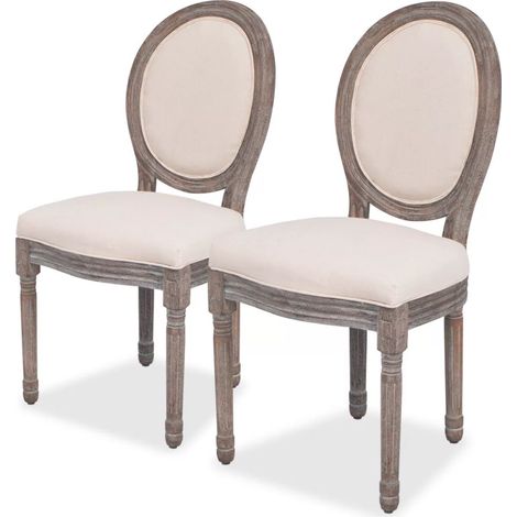 Set di 2 sedie da pranzo da cucina in stile classico in tessuto color crema CDS020434