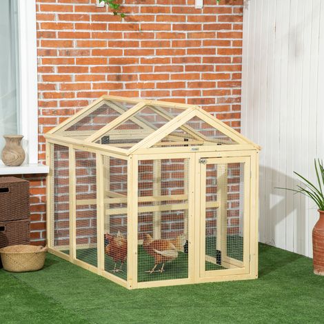 Poulailler en bois, enclos grillagé, 140 x 88,5 x 106 cm, naturel (1/5)