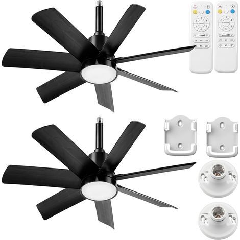 Pack 2 Ventilateurs Ampoule E26/E27 LED 71 cm, Éclairage Dimmable et Télécommande (1/5)