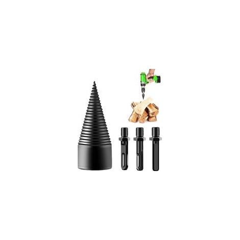 1 jeu de forets de fendage de bois de chauffage, outils de fendage de bois, fendeuse de bois, foret conique amovible, cône en spirale fendeur de bois, accessoires de fendeuse de bois (1/5)