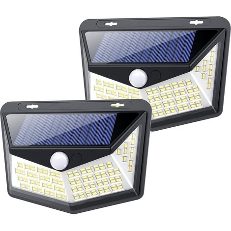 Solar Lights Outdoor 164 LED, Solar Lights Outdoor Motion Sensor, Super Bright 270° Lighting Range IP65 Waterproof 1800mAh Solar Powered Wall Light for Yard, Garage, Garden-2 Pack (1/5)