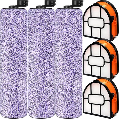 Ersatzbürstenrolle und Filter-Set für Shark WD101, WD201, WD100, WD200, AW – 3 Rollenbürsten und 3 Schaumstofffilter, kompatibel mit Shark HydroVac XL und Cordless Pro XL (1/5)