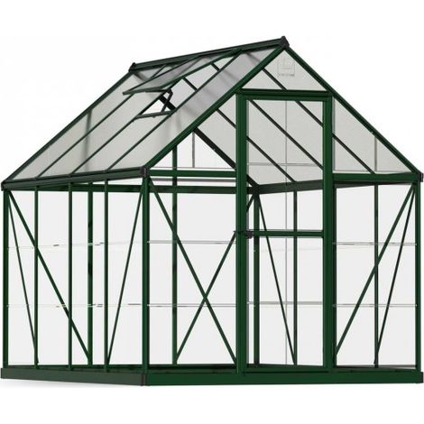 Greenhouse Hybrid 6 x 8 - Polycarbonate - L247 x W185 x H208 cm - Green