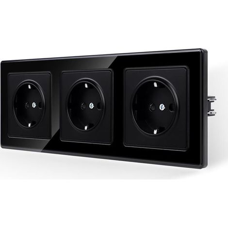 Socket glass black German style built-in 3-way 25886mm 250V MUMU