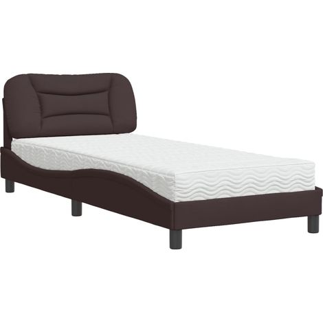 Maison Exclusive - Letto con Materasso Hvar Marrone Scuro 90x200 cm in Tessuto (1/5)