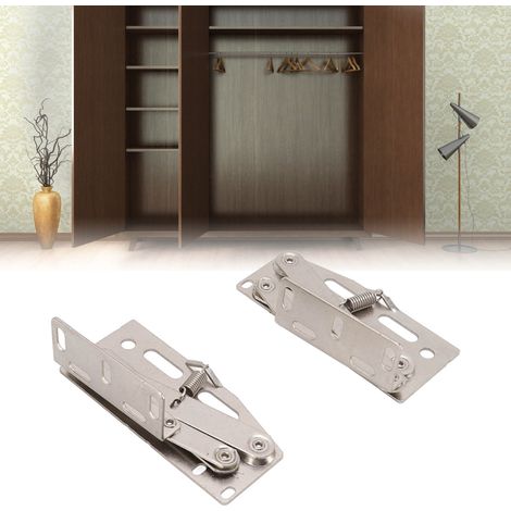 Herrajes para puertas de armario con punto de pivote de 45° – 2 juegos de herrajes con resorte para puertas basculantes de acero niquelado (1/5)