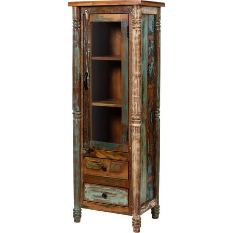 Vitrine Altholz 55x42x150 mehrfarbig lackiert FABLE 30