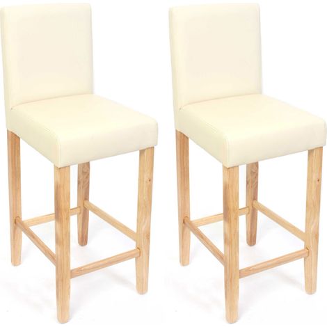 [JAMAIS UTILISÉ] Lot de 2 tabourets de bar M37, simili-cuir mat, crème/pieds clairs