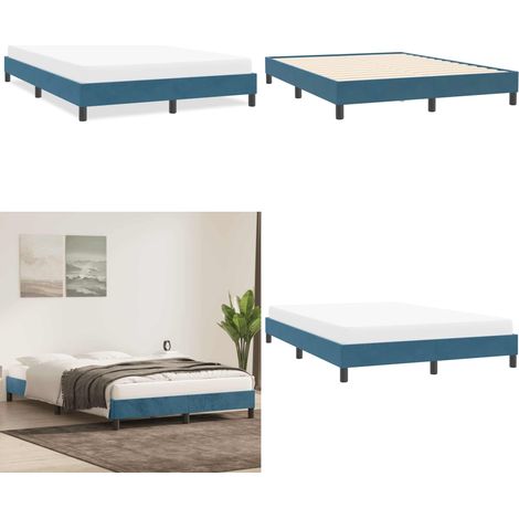 Giroletto senza Materasso Blu Scuro 140x210 cm in Velluto - Letto con base a doghe - Materasso per giroletto