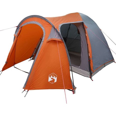 vidaXL Carpa de cúpula Iglú Gris y naranja 384 x 254 x 170 cm (1/2)