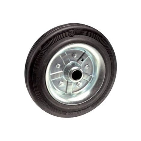 Ruote semplici a foro con flange in acciaio zincato e anello in gomma - Ø160 mm