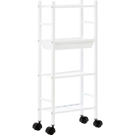 Premier Housewares 4 Tier White Trolley with Basket (1/5)