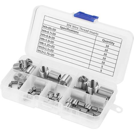 60pcs M3-M12 Inserts filetés hélicodaux en fil en acier inoxydable SS304 (1/5)