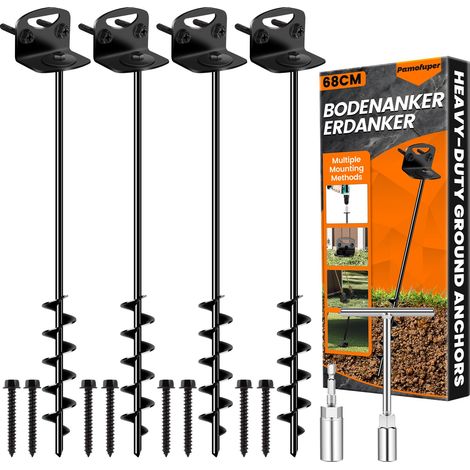 Lot de 4 ancrages au Sol à Visser pour Trampoline – Kit d'ancrage (1/5)