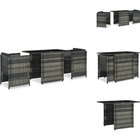 Ensemble de bistro 3 pcs avec coussins Résine tressée Gris - Salon De Jardin - Ensemble Salon De Jardin - Meubles De Jardin - Mobilier Extérieur - Table Et Chaises (1/5)