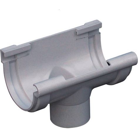 First Plast – Raccord pour gouttière 16 sortie Ø50 gris – Conçu pour chantiers humides – Matériaux résistants aux intempéries