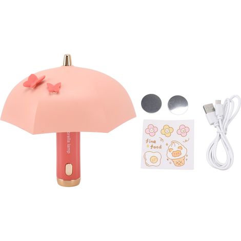Lampe de chevet LED rose, rechargeable par USB, 3 modes d'éclairage, veilleuse en forme de parapluie pour la chambre ou le bureau (1/5)