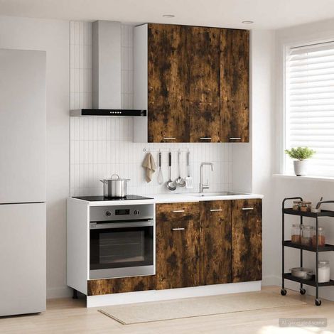 Ensemble de meubles de cuisine 5 pièces en bois d’ingénierie chêne fumé, 100.66kg - PANGIVO (1/5)