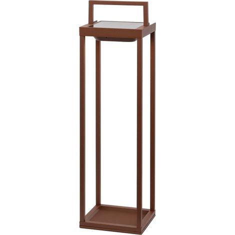 Zafferano - Lanterna Home solar 2 a led 56,4cm - Lampada da parete e da tavolo 2W con batteria e sensore crepuscolare - Corten