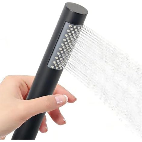 Pommeau de Douche cylindrique,Douchette pour Salles de Bain,Pommeau de Douche Haute Pression avec 66 Buses Anti-Calcaire,Pommeau de Douche Anti Calcaire Acier inoxydable 304,Chrome.(Noir) (1/4)