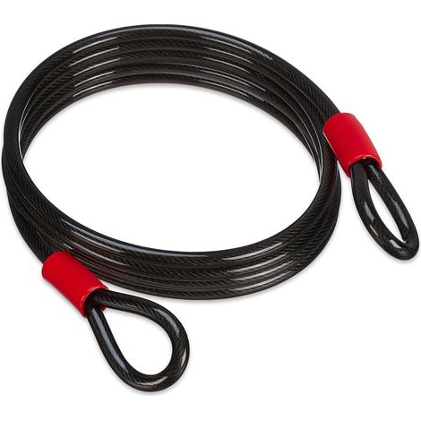 Câble Antivol - 1 Unité - Acier - Ø 12 mm Longueur 5 m - Protection Vélo Moto Meubles - Noir (1/5)