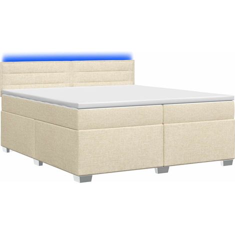 Lit de box spring avec matelas et LED Crème 200 x 200 cm Tissu vidaXL (1/5)