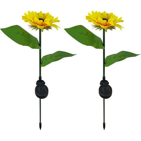 Lampe Solaire Jardin Fleur - 2 Pièces - Capteur Crépusculaire - Étanche IP66 - Batterie Ni-MH 1,2 V 600 mAh - Tige Réglable - ABS et Acier Inoxydable (1/5)