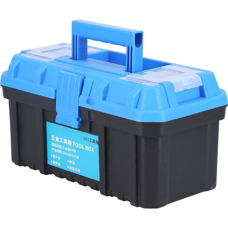 Boîte à outils portable en plastique PP pour pièces de quincaillerie, double compartiment, valise d'électricien 381Small (1/5)