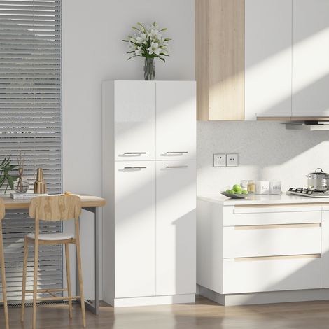 Buffet cuisine garde-manger - 59x31x155cm - étagères réglables MDF - polyvalent - 2 placards - blanc