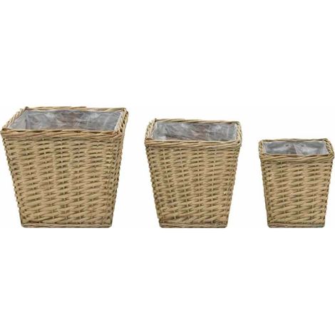 Maison Exclusive - Letti Rialzati da Giardino 3 pz in Vimini e Rivestimento in PE