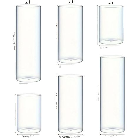 Juego de jarrones, varias opciones de altura, elegante diseño de cristal, 12 piezas. (1/2)