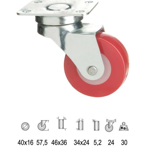 Rueda Poliuretano Placa 40 mm.
