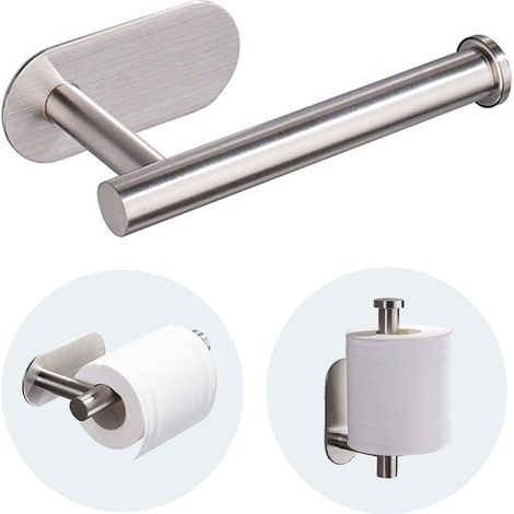 SIENTICE Wall-mounted toilet paper holder, stainless steel, no drilling required, silver, 16 cm (1/5)