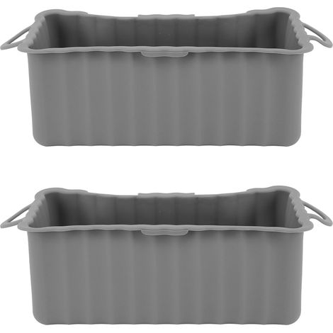Bac d'égouttage de graisse en Silicone, 2 pièces, pour plaque chauffante Blackstone, collecteur rectangulaire réutilisable, doublure de tasse, barbecue de Camping gris (1/5)
