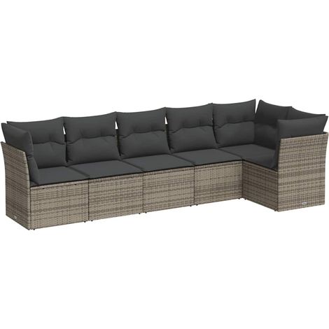 Maison Exclusive - 6-tlg. Garten-Sofagarnitur mit Kissen Grau Pol