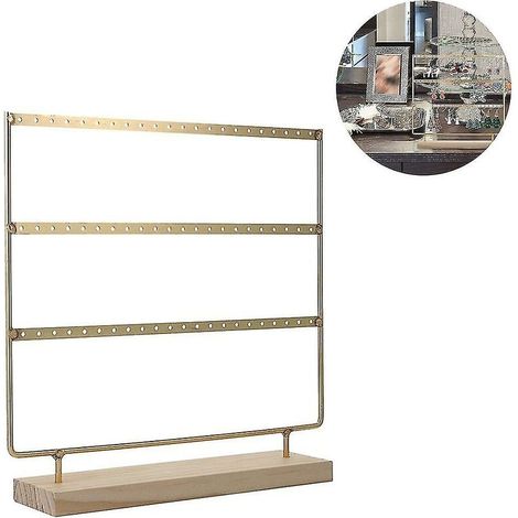 bois support de boucle d'oreille Simple support de clou d'oreille support pour boucle d'oreilles à 3 niveaux porte-bijoux décoratif affichage Ra (1/5)
