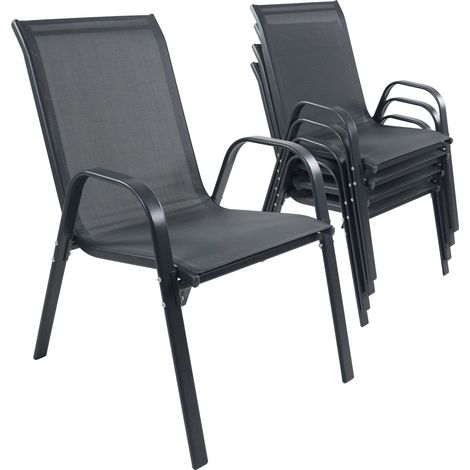 Chaise de jardin 4 pièces Fauteuil empilable Sonlas 89x56x73 - VCM (1/5)