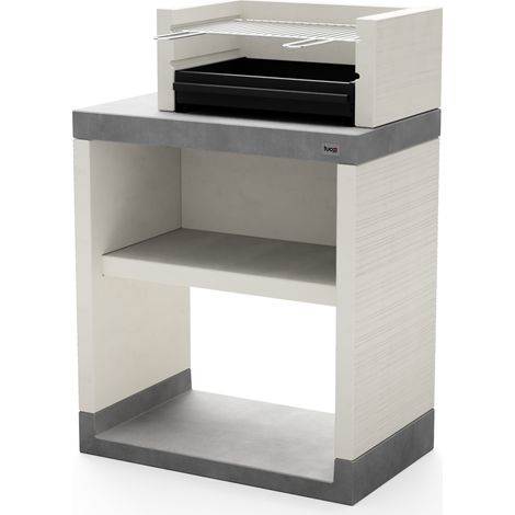TUOZI - Barbacoa de Obra para Carbón Modelo PLAN 1 (Gris/Blanco - 78 x 47 x 113 cm) REF: T00871 - Uso en Exteriores