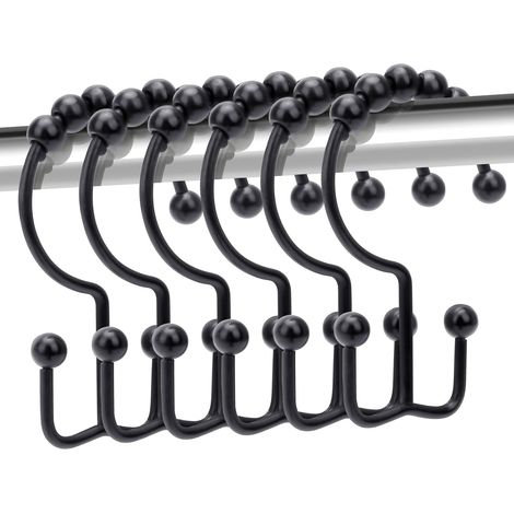 Crochet Pour Rideau De Douche - Acier Inoxydable - Double Face - Antirouille - Pour Rideau Et Doublure - Lot De 12 (1/5)