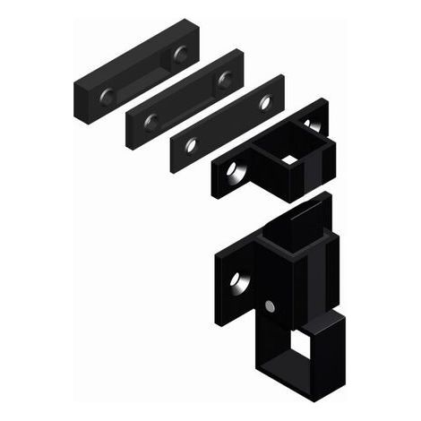 Loqueteau pour meuble en aluminium laqué noir – Pose en applique pour vasistas – Gâche et cales incluses (1/5)
