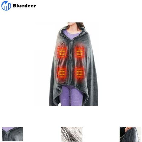 Châle De Couverture Chauffante sans Fil, USB Portable Couvertures Plaid Chauffant avec 3 Niveaux de réglage de la température Poncho Chauffant Electrique Lavable150 85cm