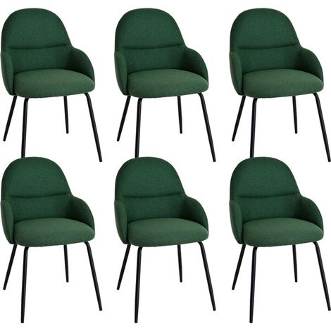 Goeurvant Esszimmerstühle im minimalistischen skandinavischen Stil, mit optimaler Rückenstütze und stabilem Holzgestell - 6er Set - Grasgrün