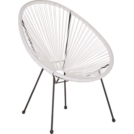 Silla de balcón de ratán sintético blanco resistente a la intemperie sala de estar jardín bistró moderno Acapulco II